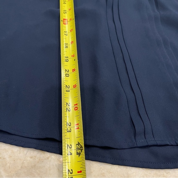 41‎ Hawthorn | Breyson Pleat Detail Split Neck Blouse | Navy | Petite Large - Picture 7 of 12